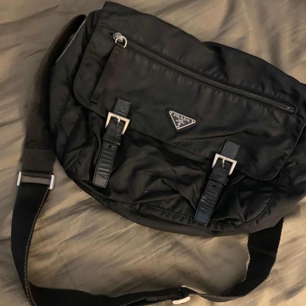 Vintage Authentic Prada Black Messenger Bag